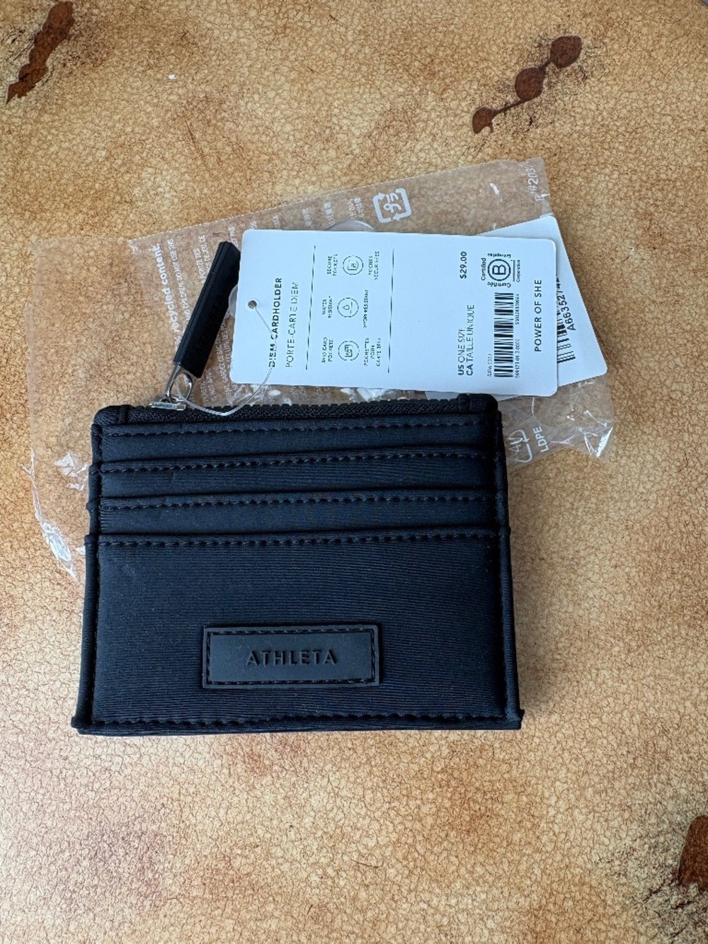 Athleta Black Card & Key Holder Wallet